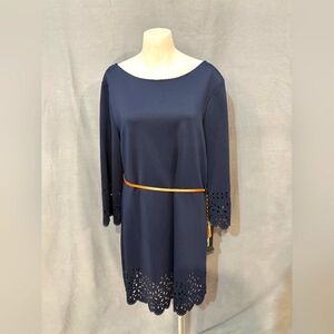 Sharagano Blue Sheath Dress with Dolman Sleeves